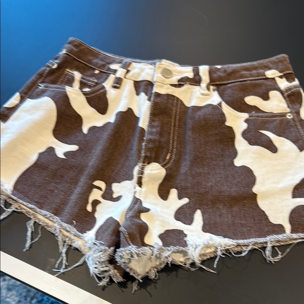 Stylish Brown and White Women's Cow print Shorts